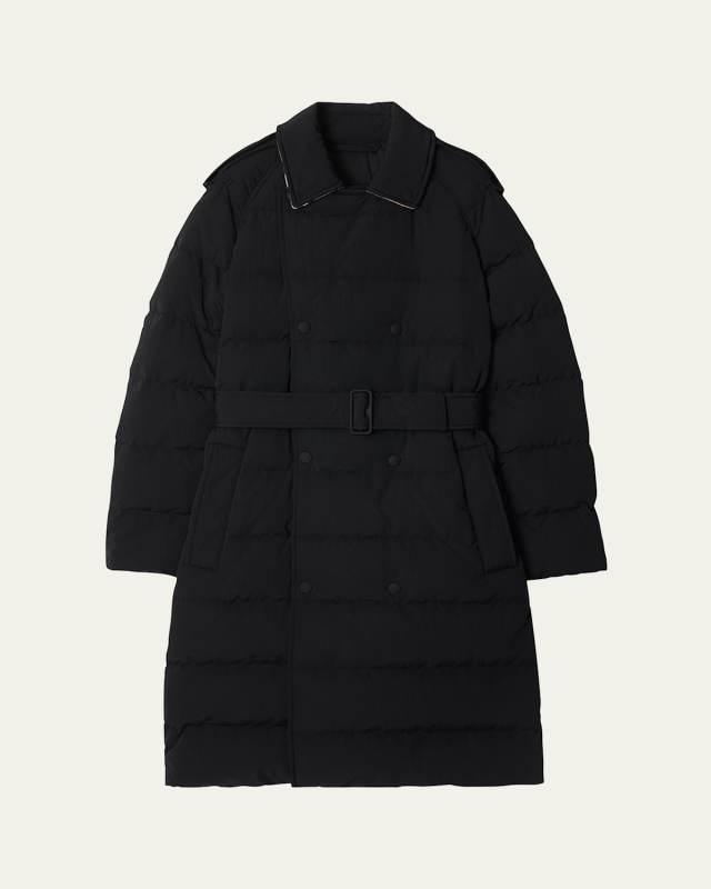 Belted Double-Breasted Down Trench Coat